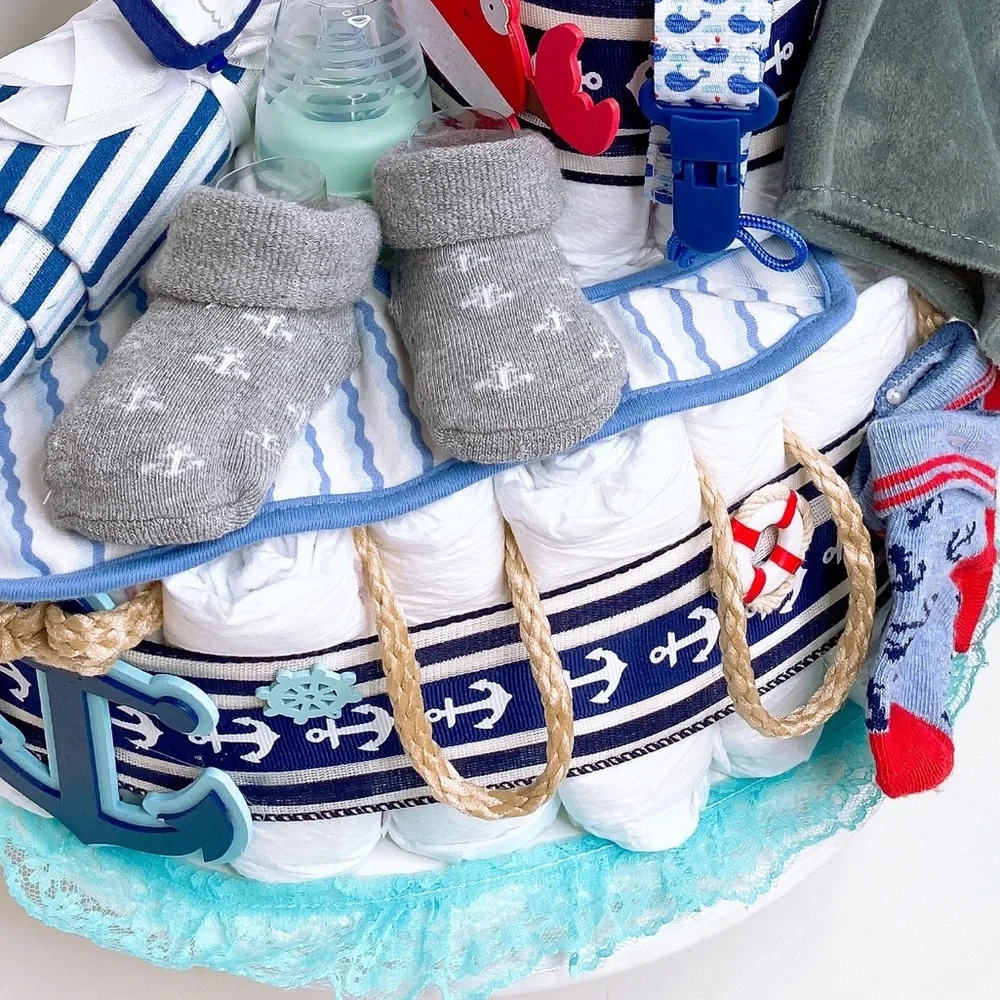 Boat Elephant Nautical Diaper Cake